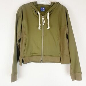 Without Walls Jacket Womens Small Zip-Up Drawstring‎ Hooded  Olive Green Boxy